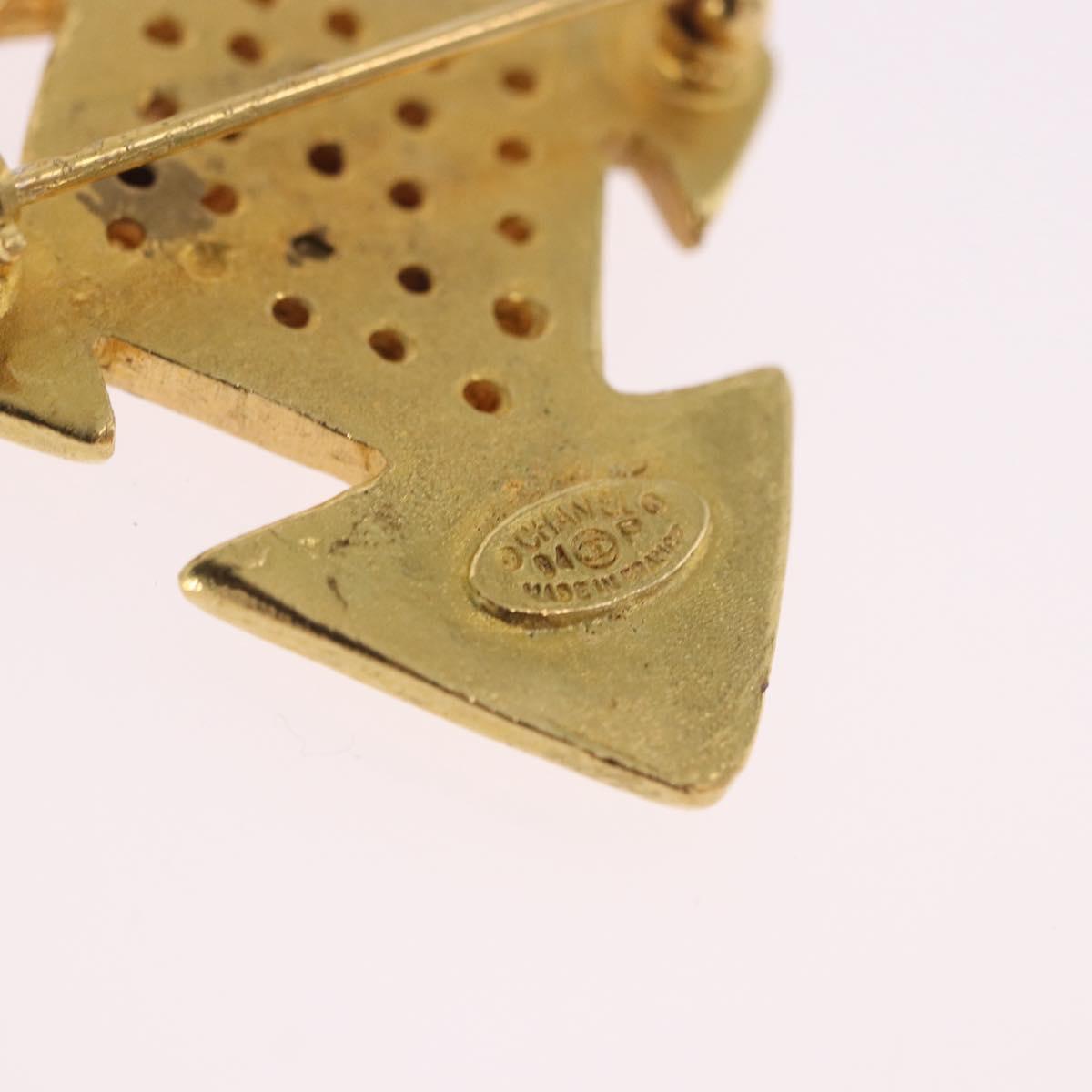 CHANEL Brooch Metal Gold Tone CC Auth 197927M