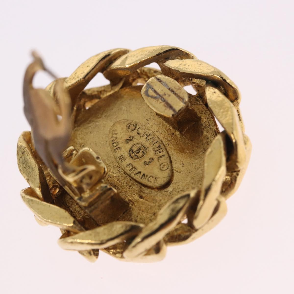 CHANEL Earring Metal Gold Tone CC Auth 197928M