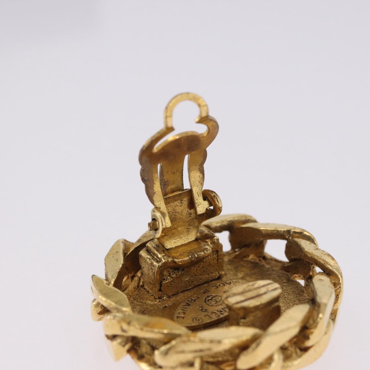 CHANEL Earring Metal Gold Tone CC Auth 197928M