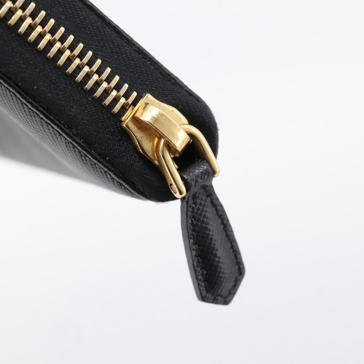 PRADA Long Wallet Saffiano leather Black Gold Auth 197935V