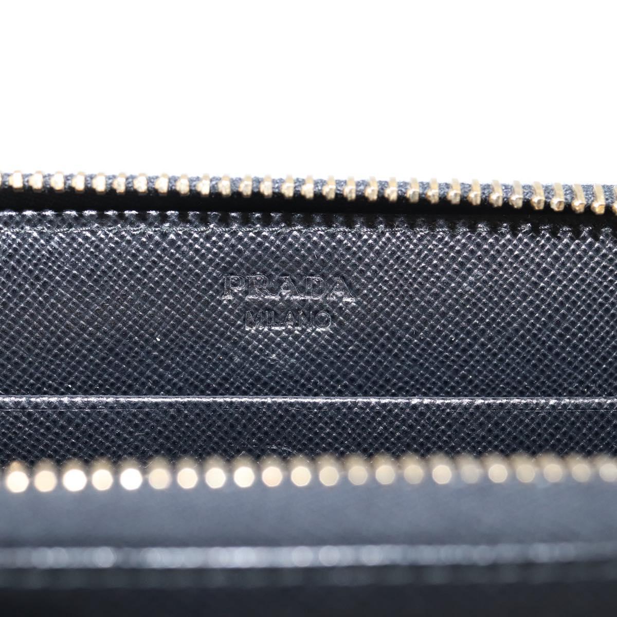 PRADA Long Wallet Saffiano leather Black Gold Auth 197935V