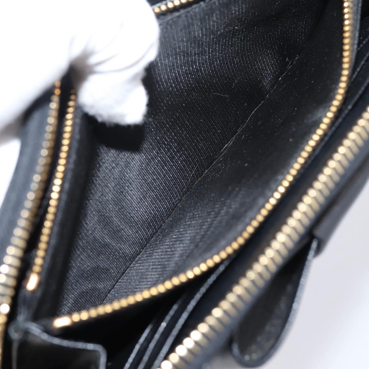 PRADA Long Wallet Saffiano leather Black Gold Auth 197935V
