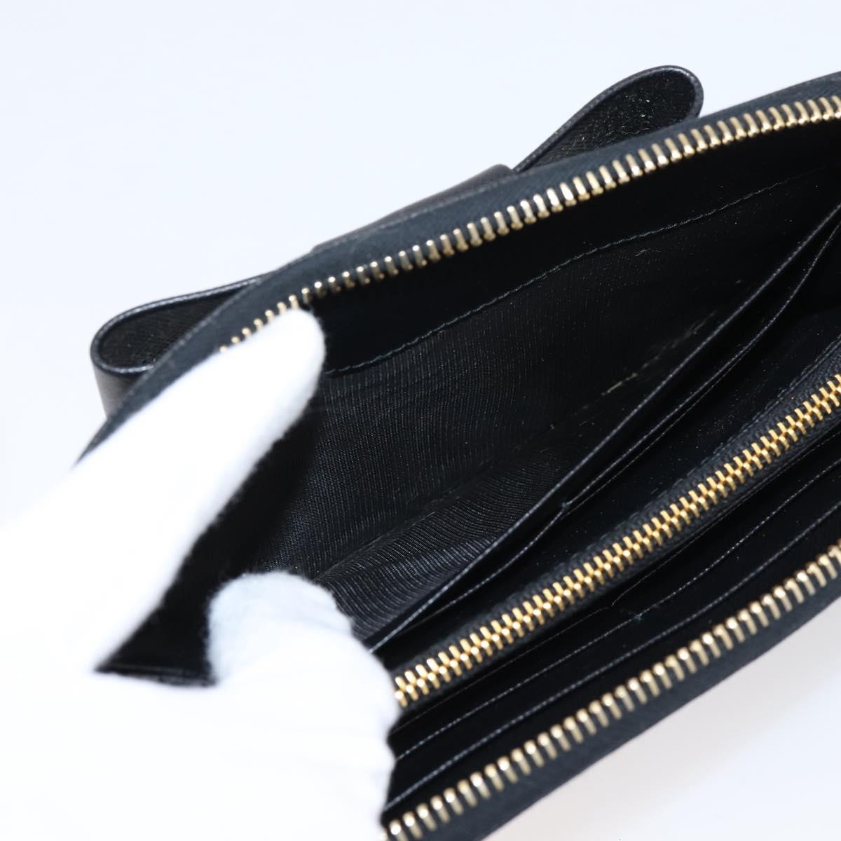 PRADA Long Wallet Saffiano leather Black Gold Auth 197935V