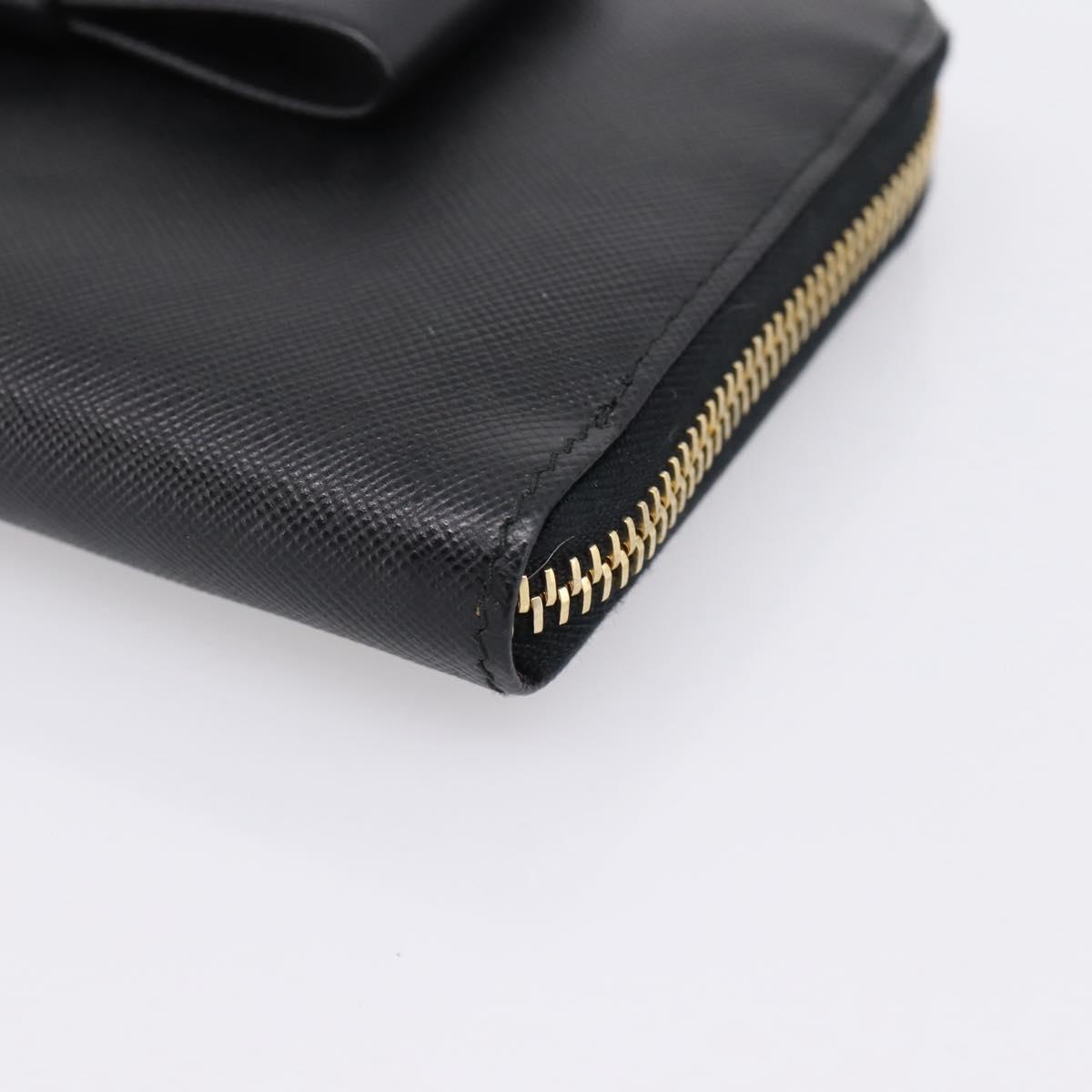 PRADA Long Wallet Saffiano leather Black Gold Auth 197935V
