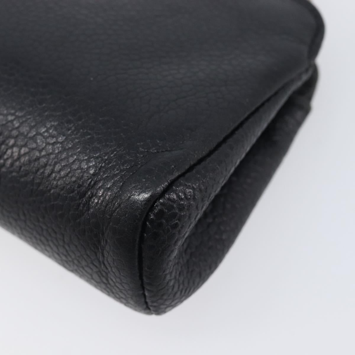 CHANEL COCO Mark Pouch Caviar Skin Black Gold CC Auth 197937