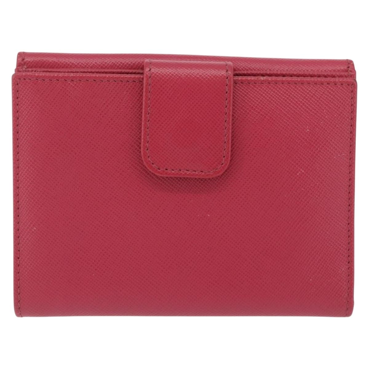 PRADA Bifold Wallet Saffiano leather Pink Gold Auth 197939M