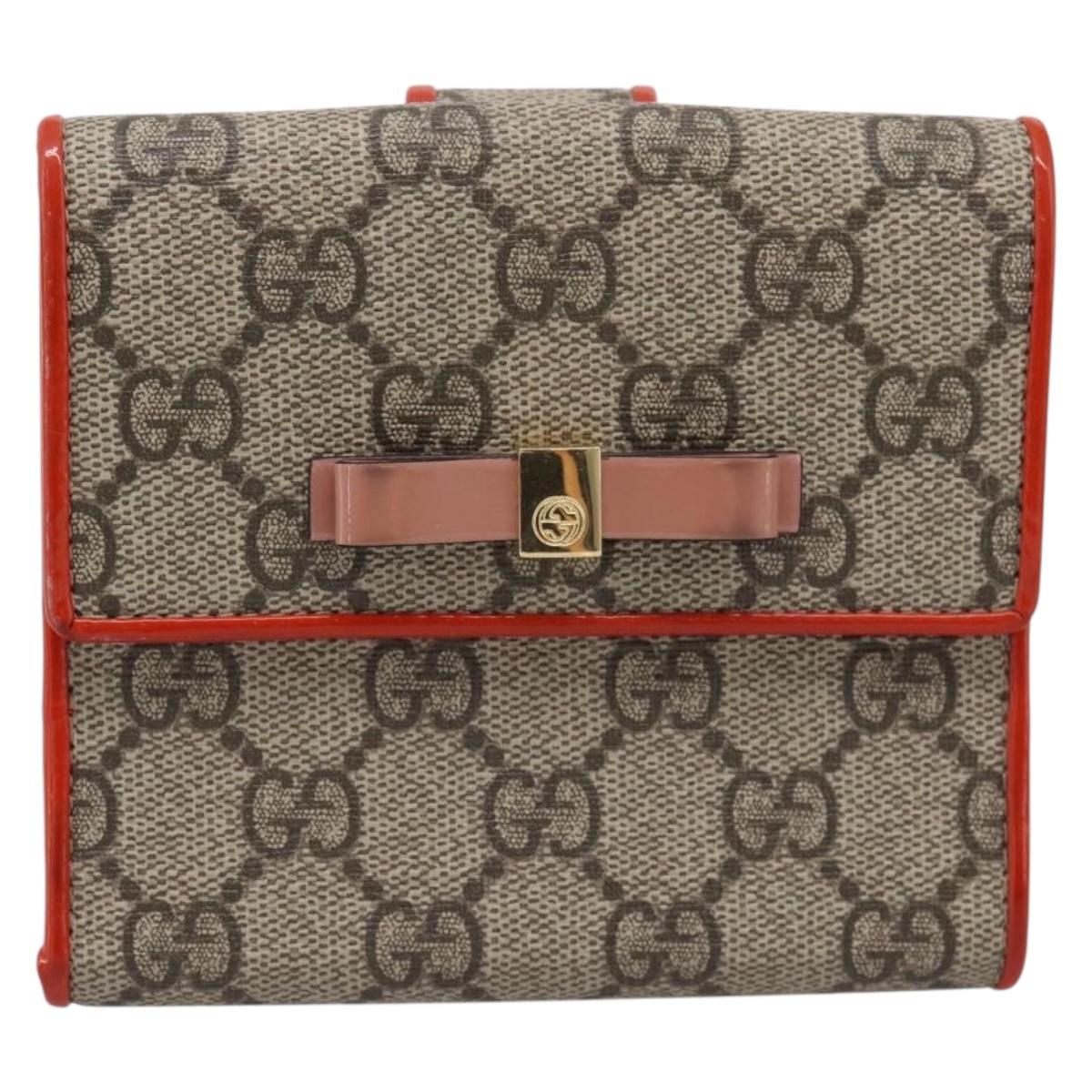 GUCCI GG Supreme Bifold Wallet PVC Beige Gold 406925 Auth 197940V