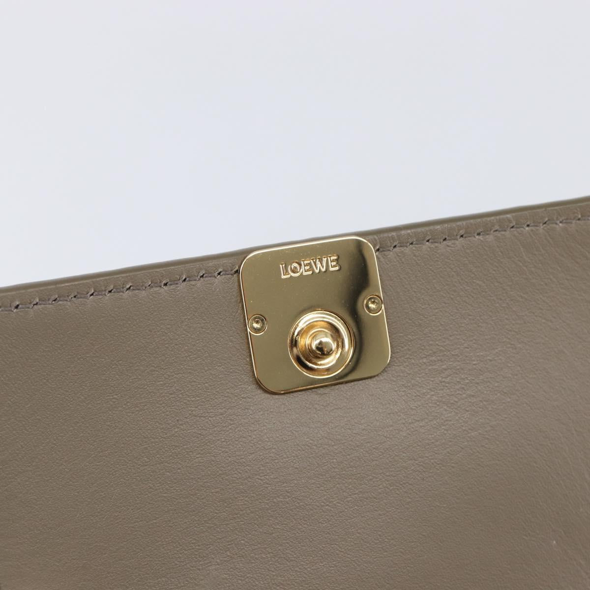 LOEWE Trifold Wallet Leather Beige Gold Auth 197942M