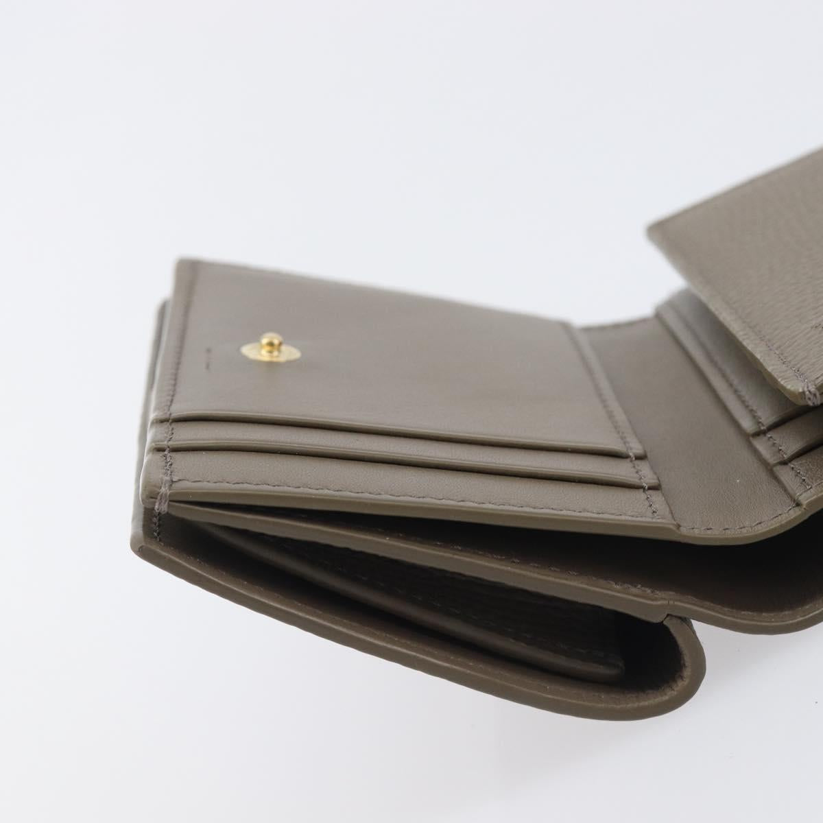 LOEWE Trifold Wallet Leather Beige Gold Auth 197942M