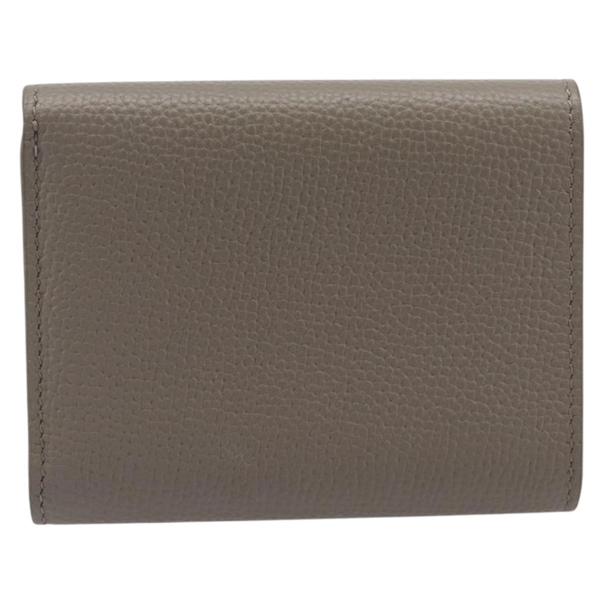 LOEWE Trifold Wallet Leather Beige Gold Auth 197942M