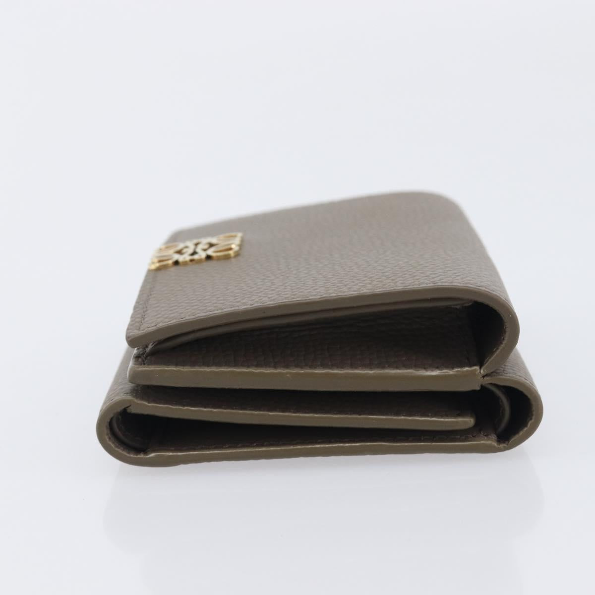 LOEWE Trifold Wallet Leather Beige Gold Auth 197942M