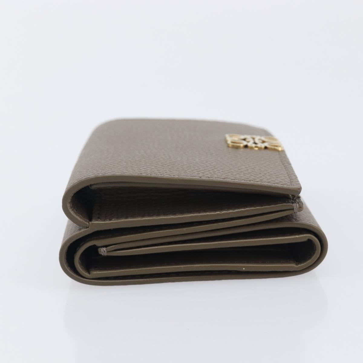LOEWE Trifold Wallet Leather Beige Gold Auth 197942M