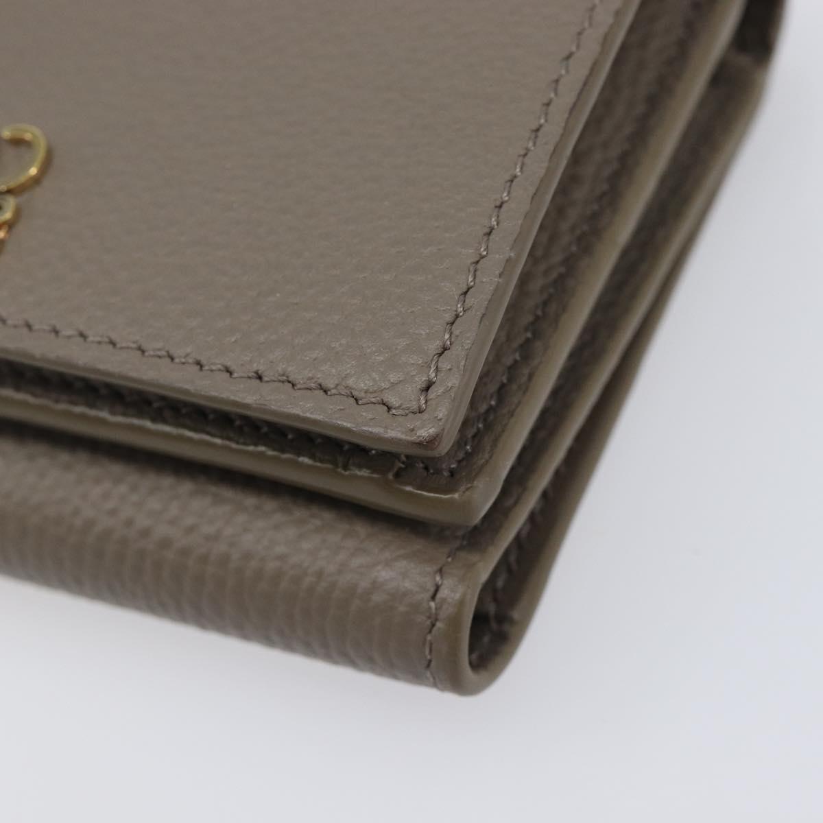 LOEWE Trifold Wallet Leather Beige Gold Auth 197942M