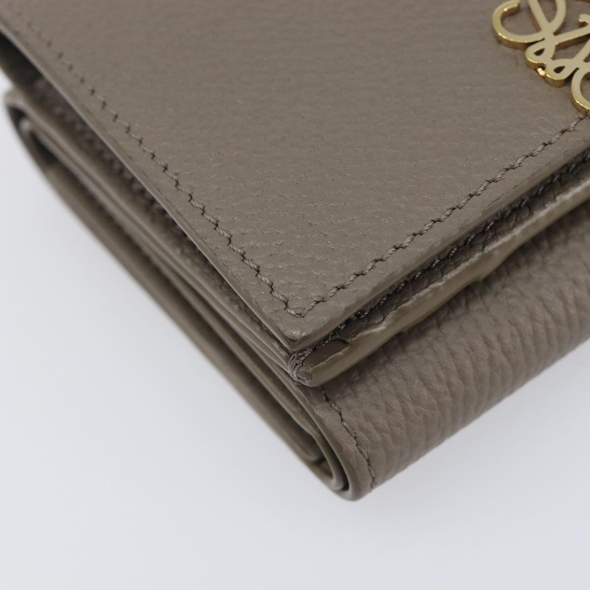 LOEWE Trifold Wallet Leather Beige Gold Auth 197942M