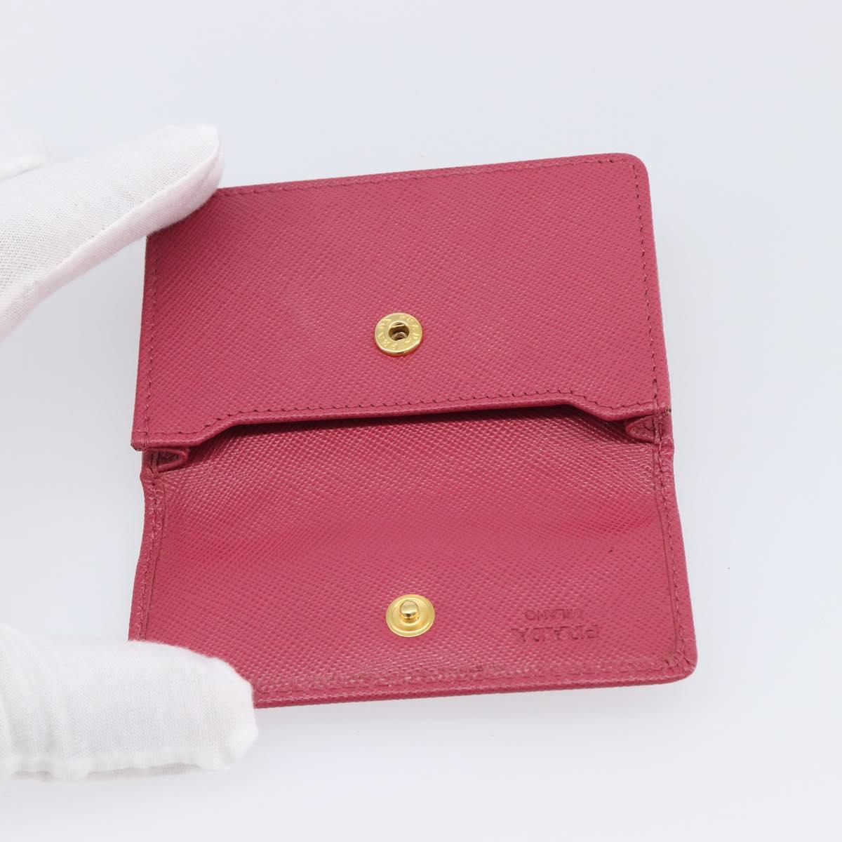 PRADA Card Case Saffiano leather Pink Gold Auth 197943M
