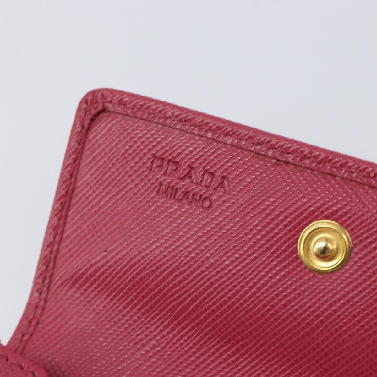 PRADA Card Case Saffiano leather Pink Gold Auth 197943M