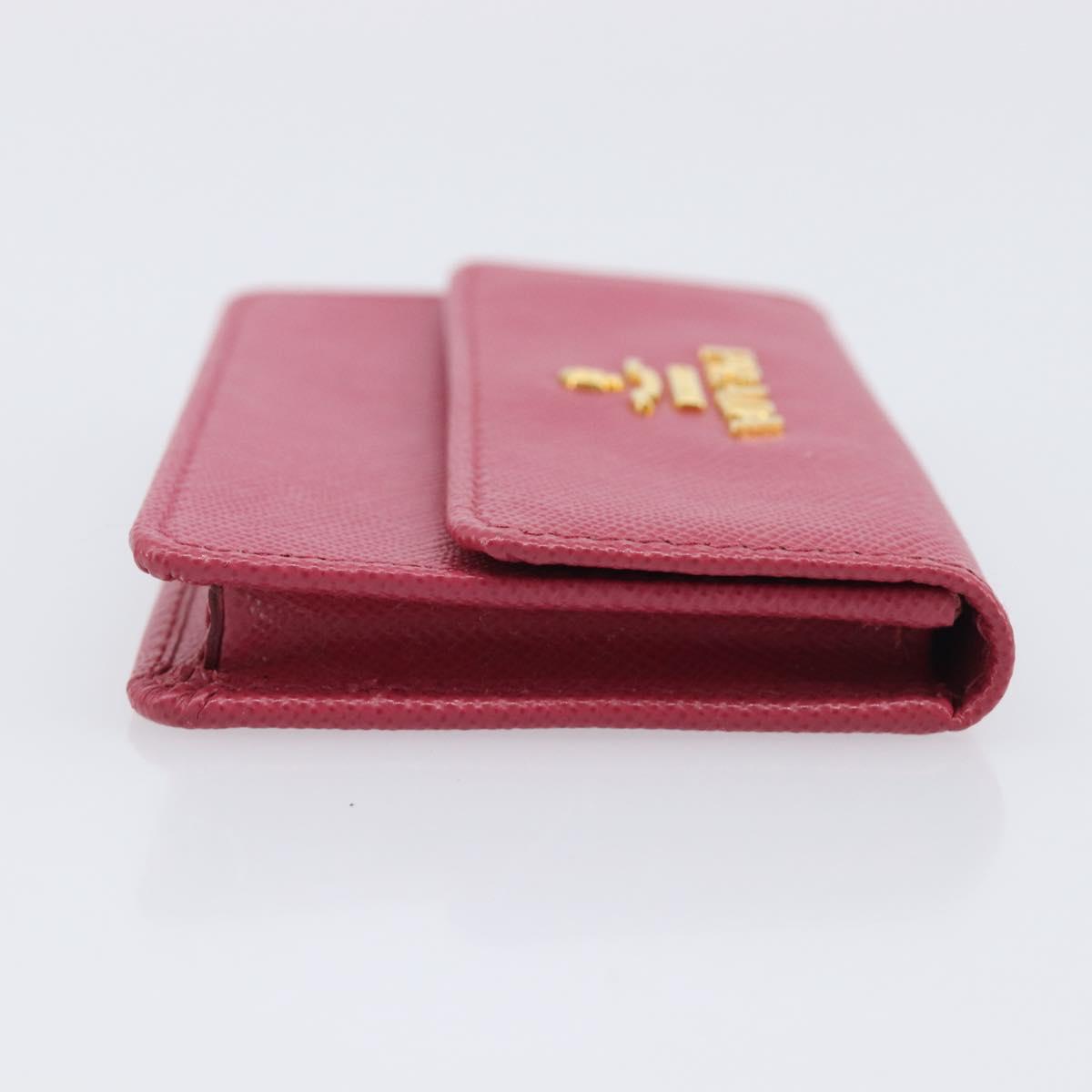 PRADA Card Case Saffiano leather Pink Gold Auth 197943M