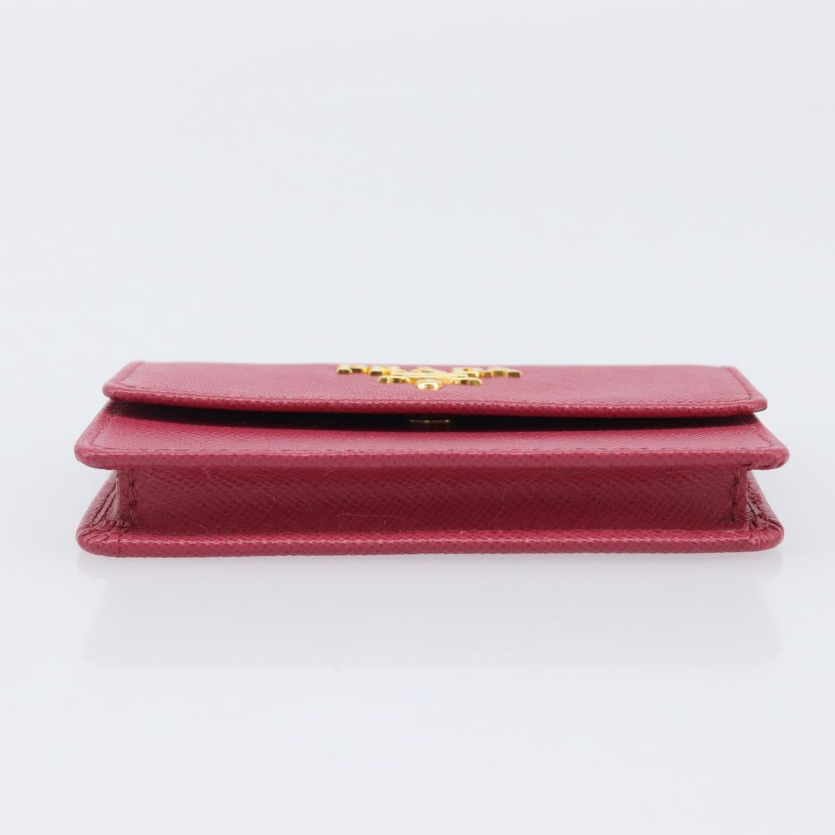 PRADA Card Case Saffiano leather Pink Gold Auth 197943M