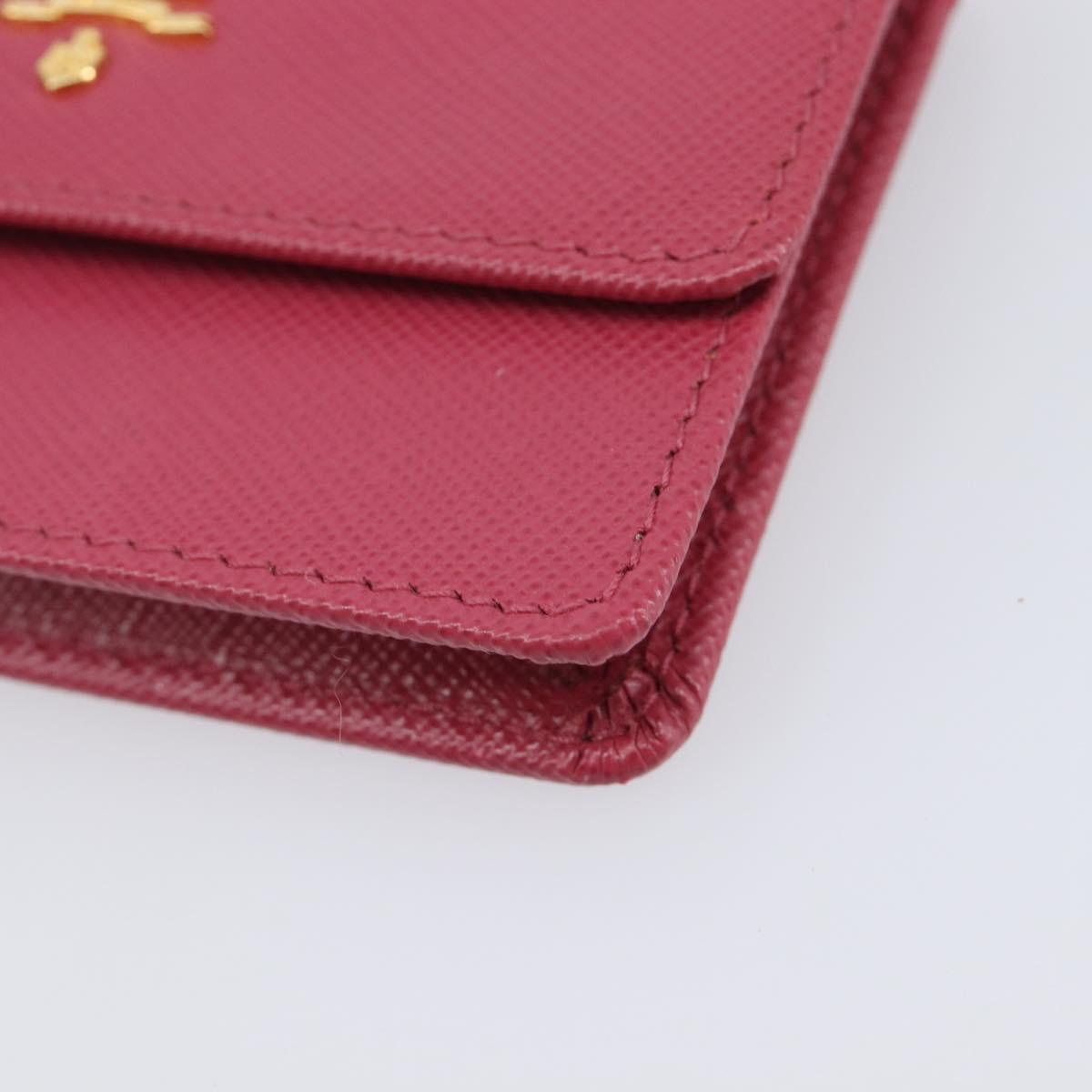 PRADA Card Case Saffiano leather Pink Gold Auth 197943M