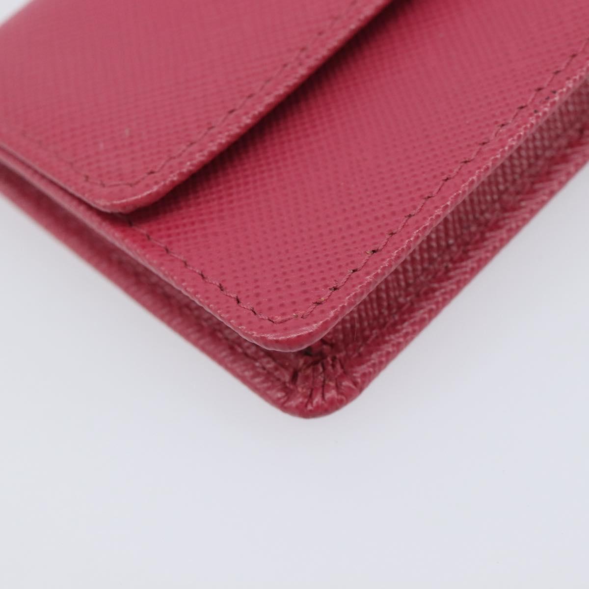 PRADA Card Case Saffiano leather Pink Gold Auth 197943M