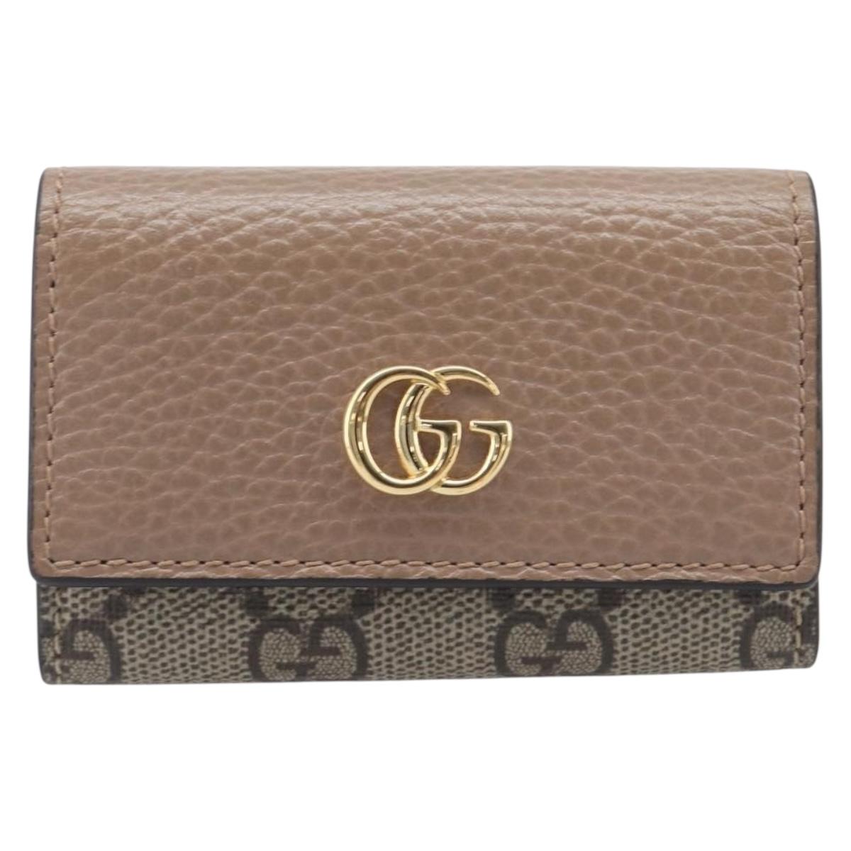 GUCCI GG Marmont Key Case Leather Beige Gold 456118 Auth 197944M