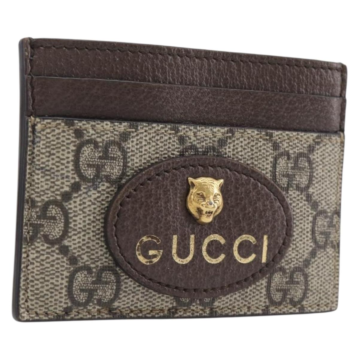 GUCCI GG Supreme Card Case PVC Beige 597557 Auth 197945V