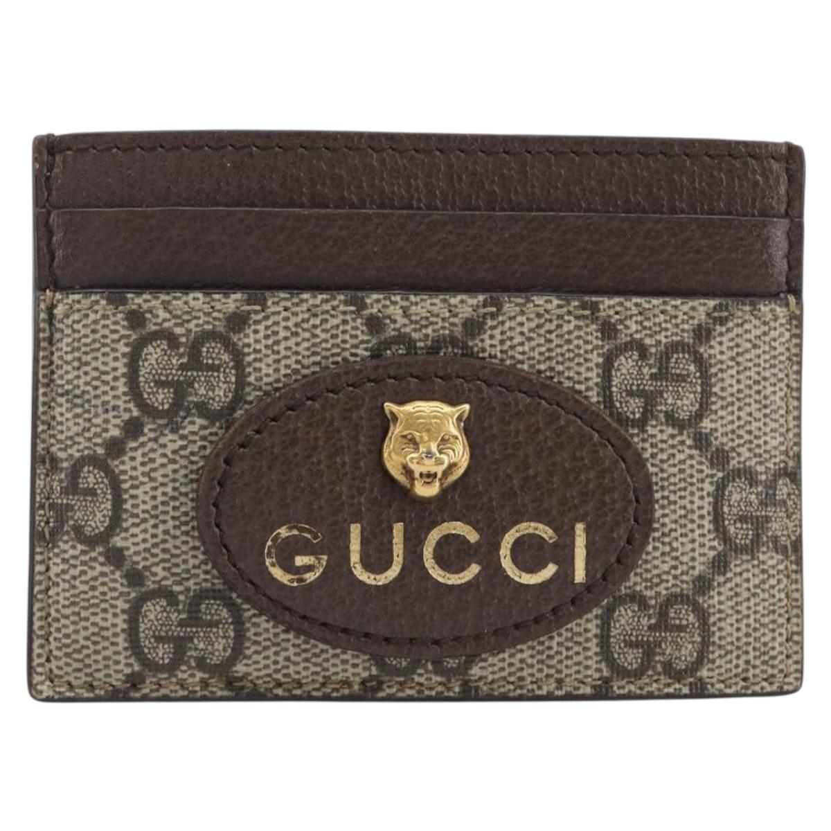 GUCCI GG Supreme Card Case PVC Beige 597557 Auth 197945V