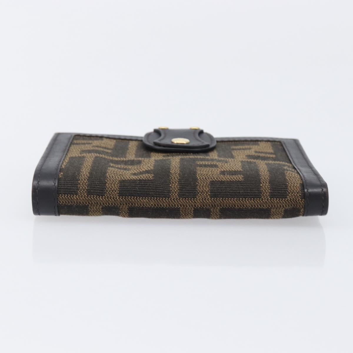 FENDI Zucca Canvas Bifold Wallet Black Brown Auth 197952V