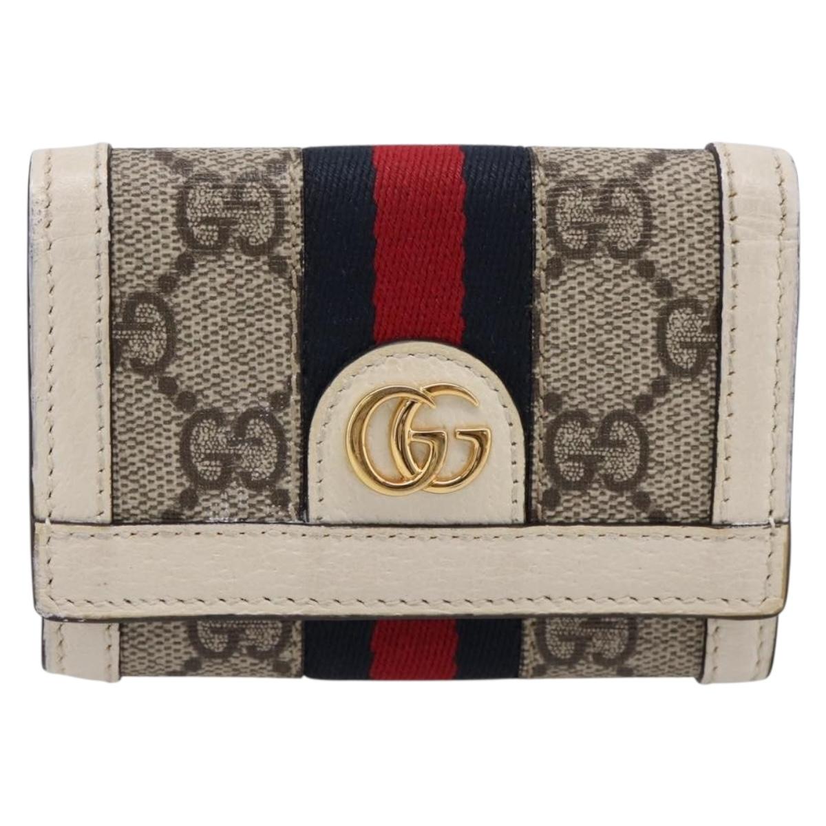 GUCCI GG Marmont Sherry Line GG Supreme Wallet PVC Beige 644334 Auth 197954V