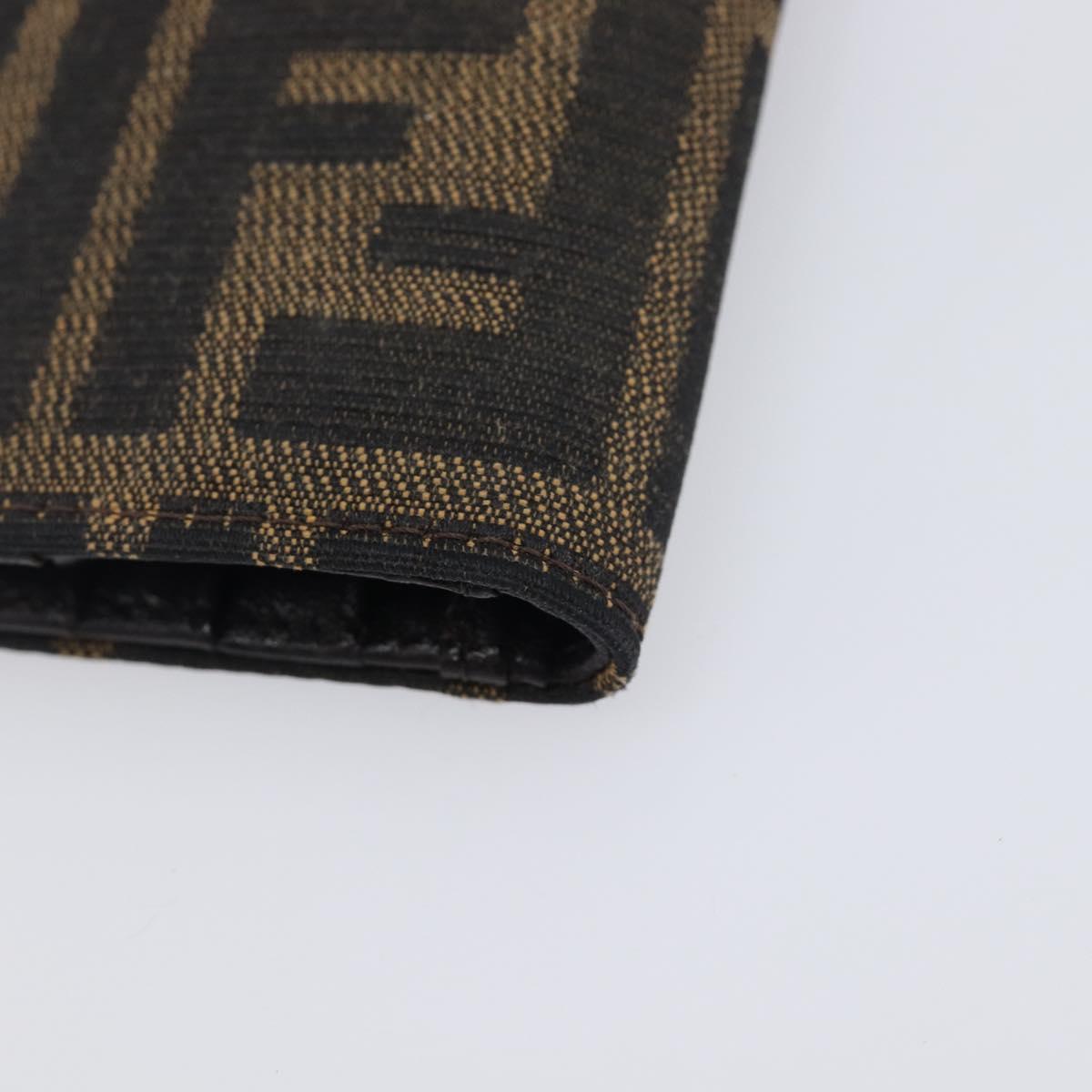 FENDI Zucca Canvas Long Wallet Black Brown Auth 197961V