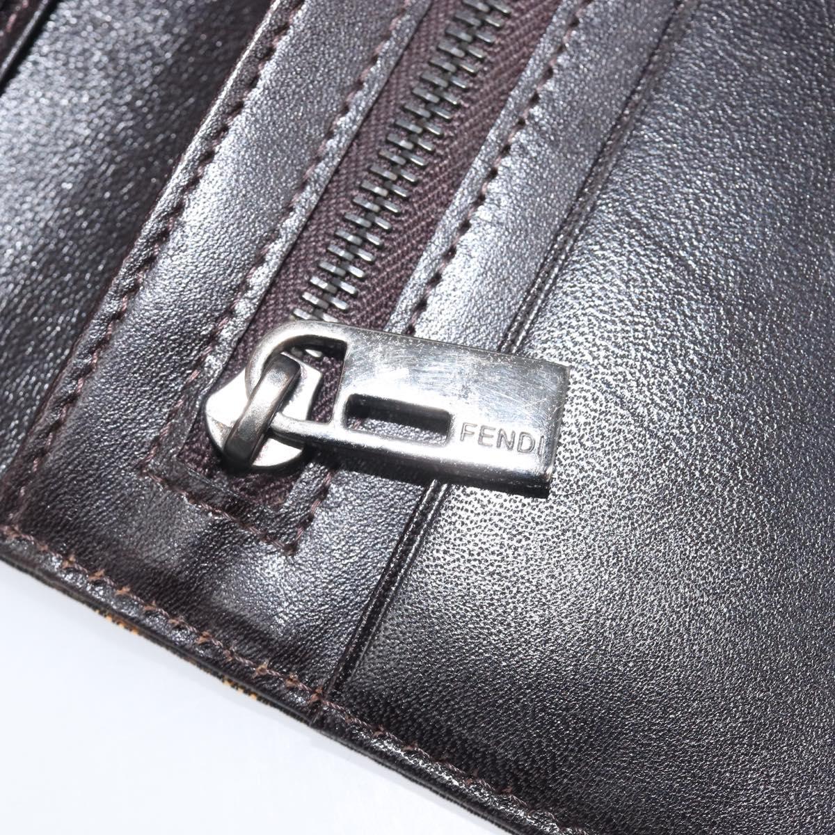 FENDI Zucca Canvas Long Wallet Black Brown Auth 197961V