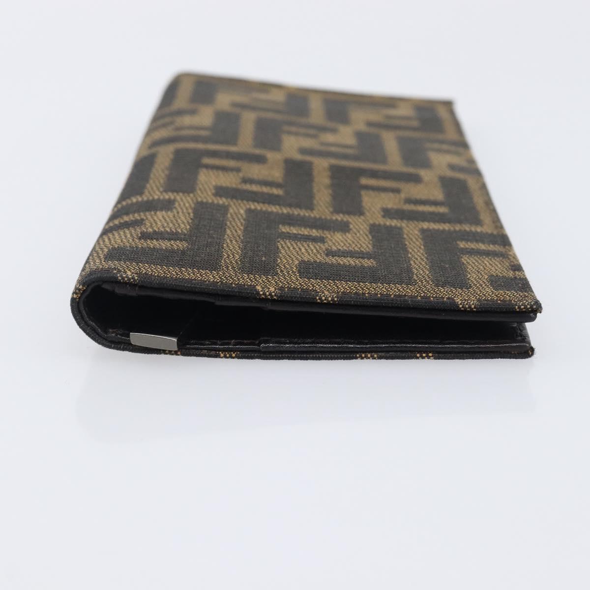 FENDI Zucca Canvas Long Wallet Black Brown Auth 197961V