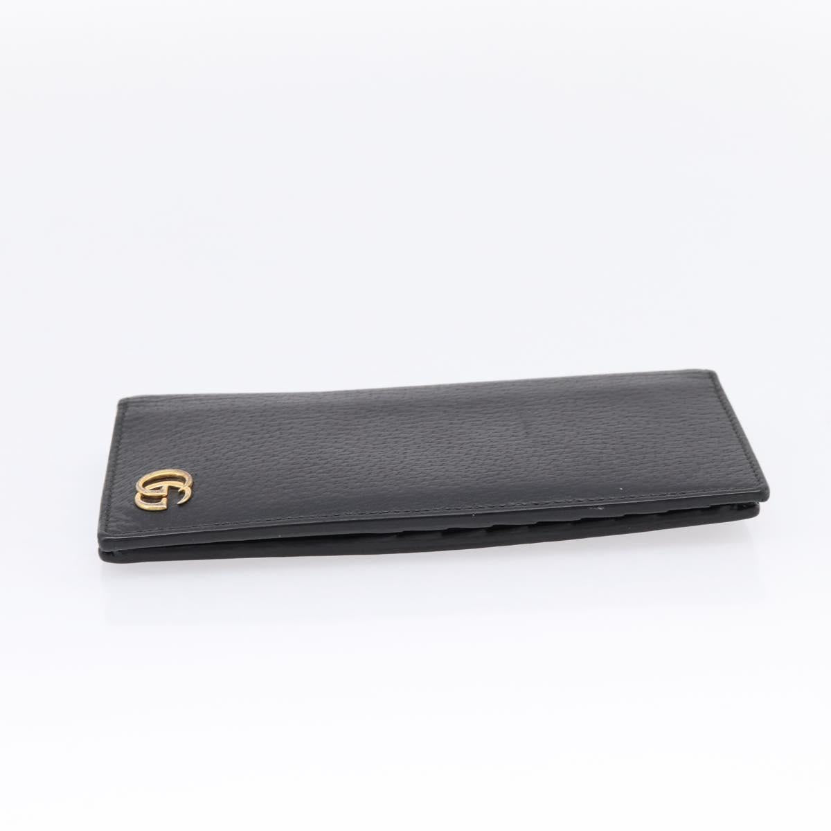 GUCCI GG Marmont Long Wallet Leather Black Gold 428740 Auth 197962A
