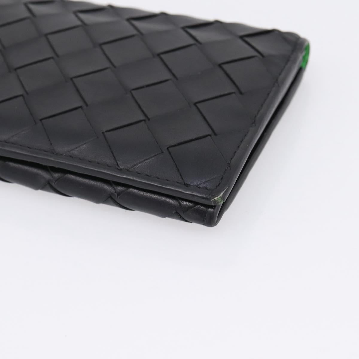 Bottega Veneta INTRECCIATO Long Wallet Leather Black Auth 197965A