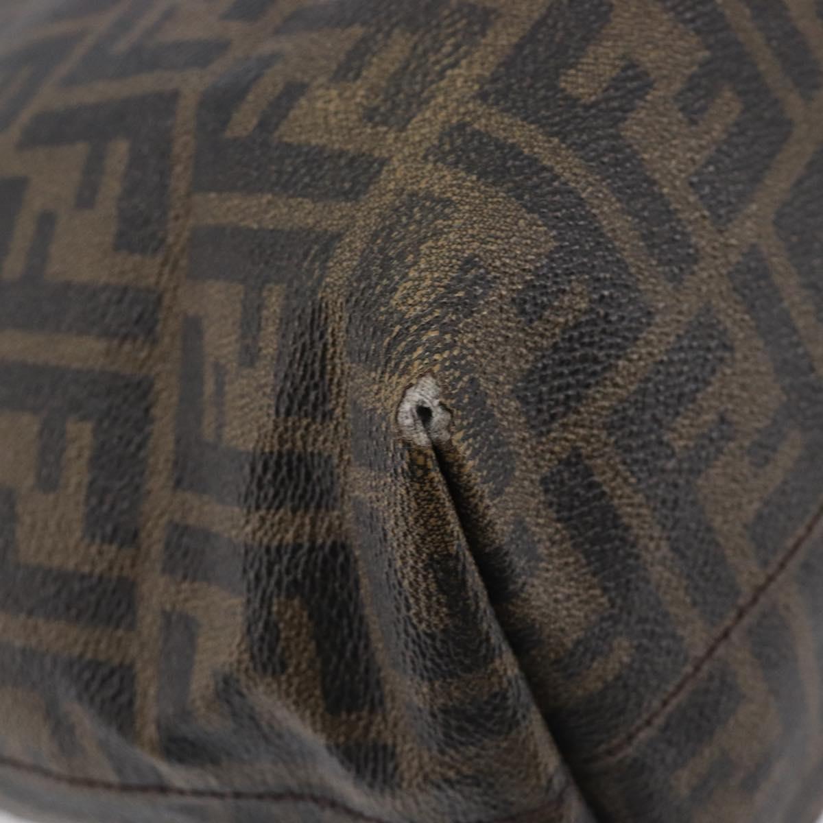 FENDI Zucca Canvas Tote Bag PVC Black Brown Auth 198028