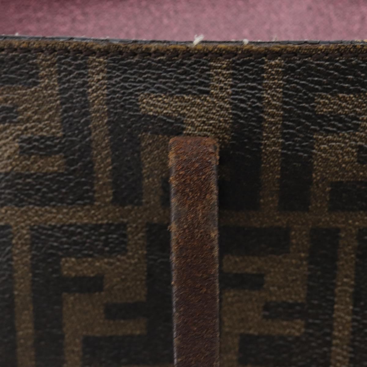 FENDI Zucca Canvas Tote Bag PVC Black Brown Auth 198028
