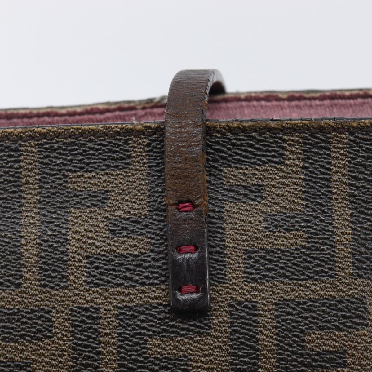 FENDI Zucca Canvas Tote Bag PVC Black Brown Auth 198028