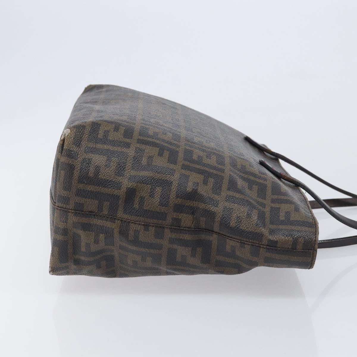 FENDI Zucca Canvas Tote Bag PVC Black Brown Auth 198028