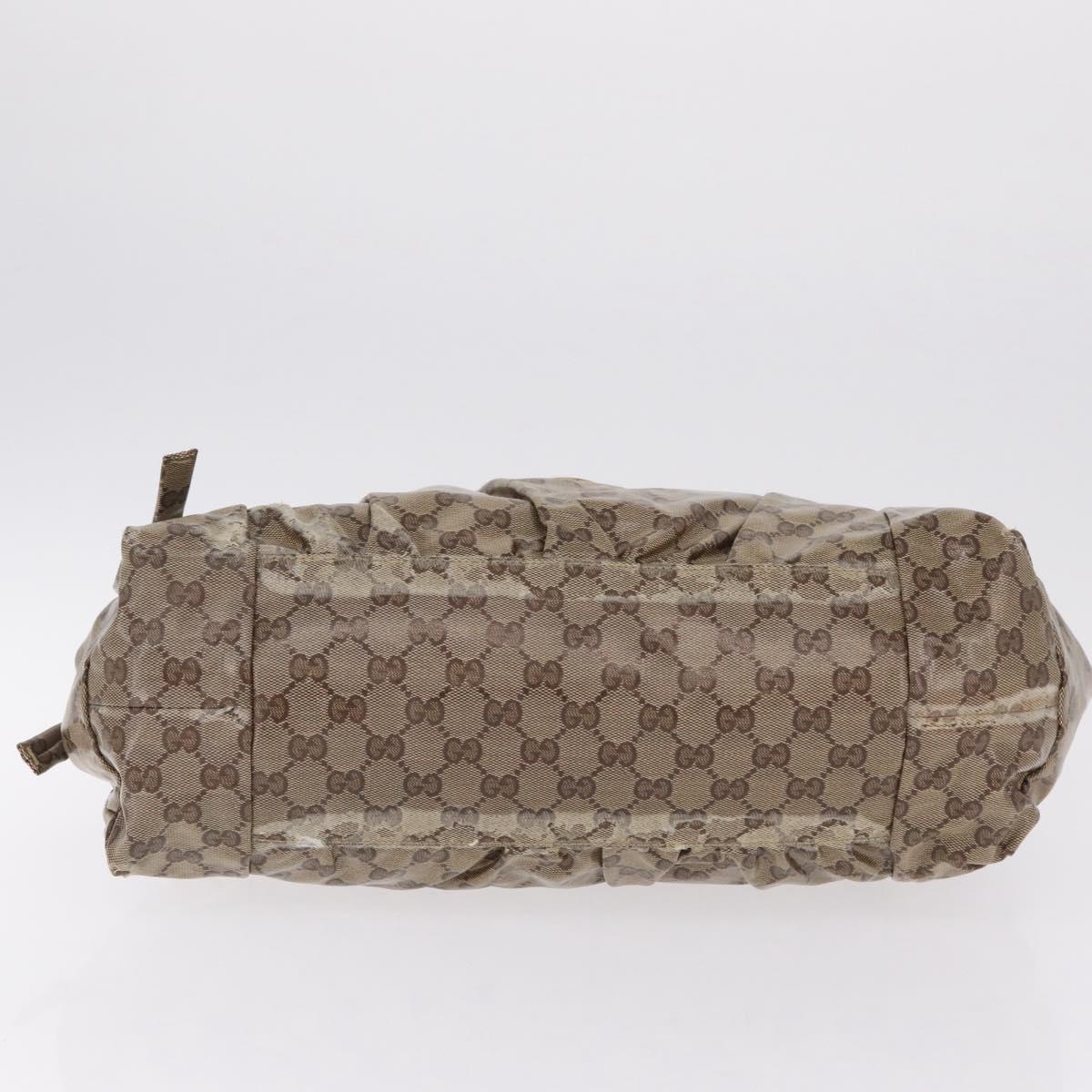 GUCCI GG Crystal Hand Bag Coated Canvas Beige Gold 197020 Auth 198032