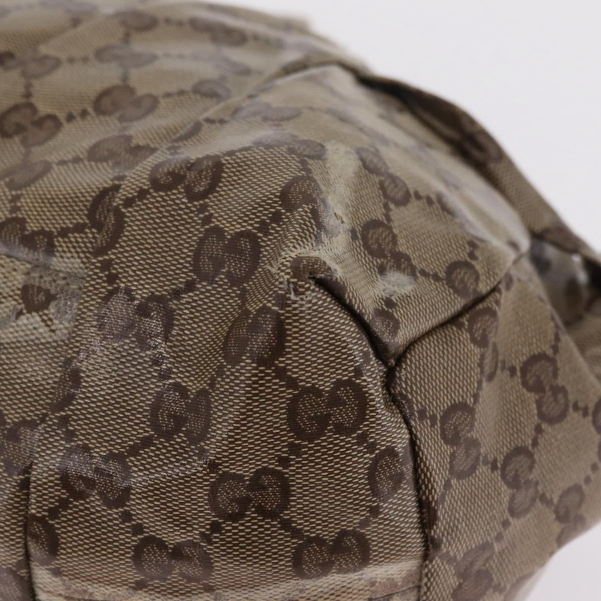 GUCCI GG Crystal Hand Bag Coated Canvas Beige Gold 197020 Auth 198032