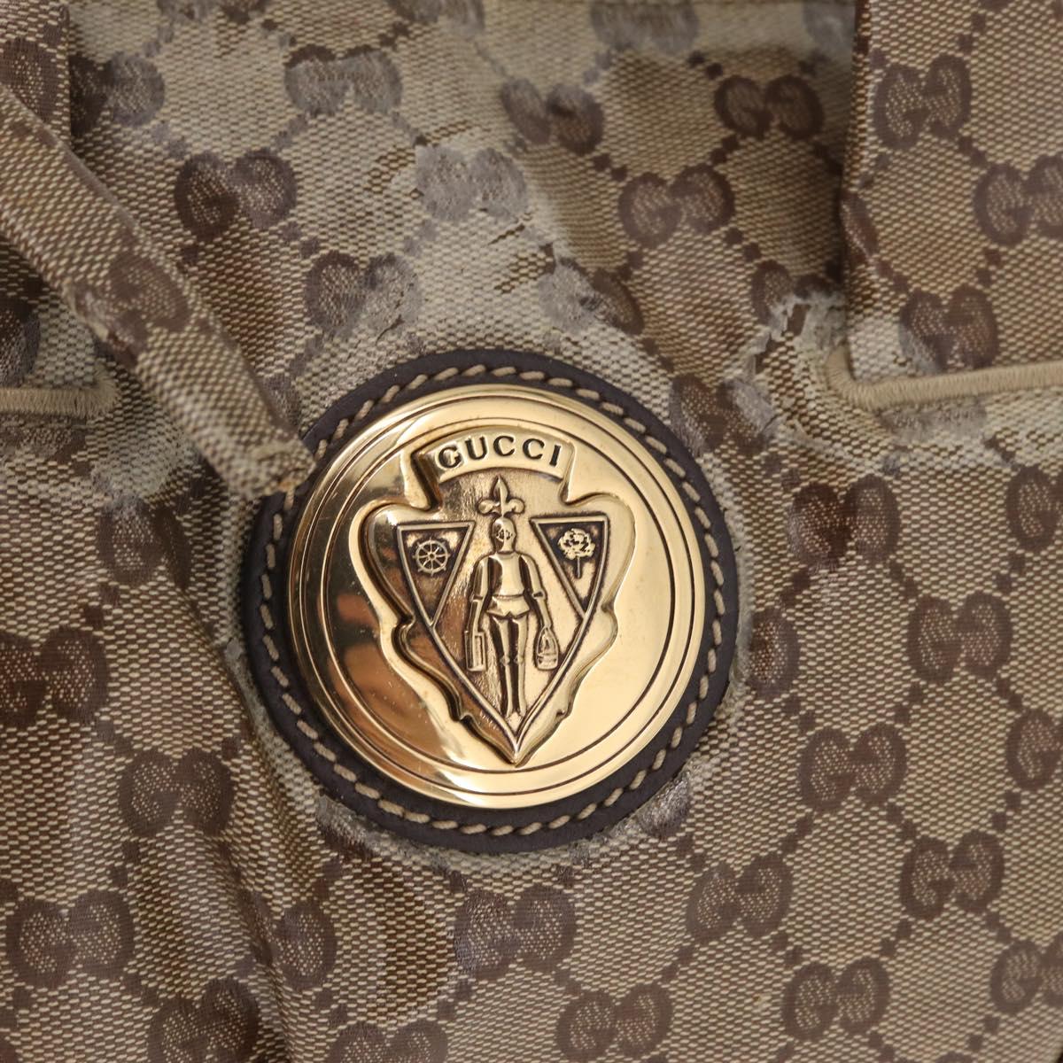 GUCCI GG Crystal Hand Bag Coated Canvas Beige Gold 197020 Auth 198032