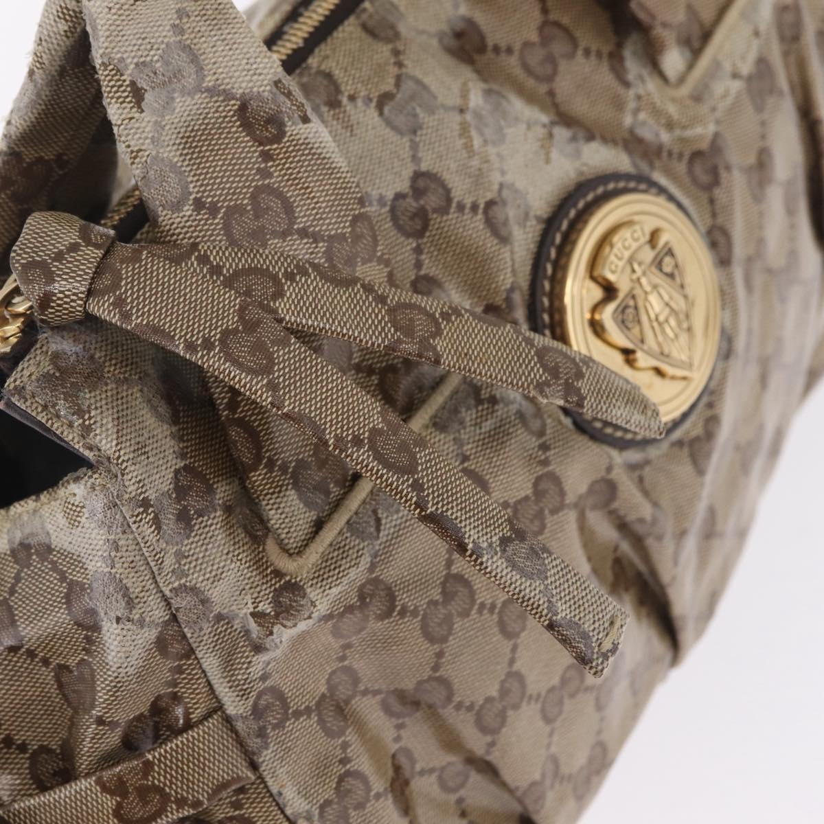 GUCCI GG Crystal Hand Bag Coated Canvas Beige Gold 197020 Auth 198032