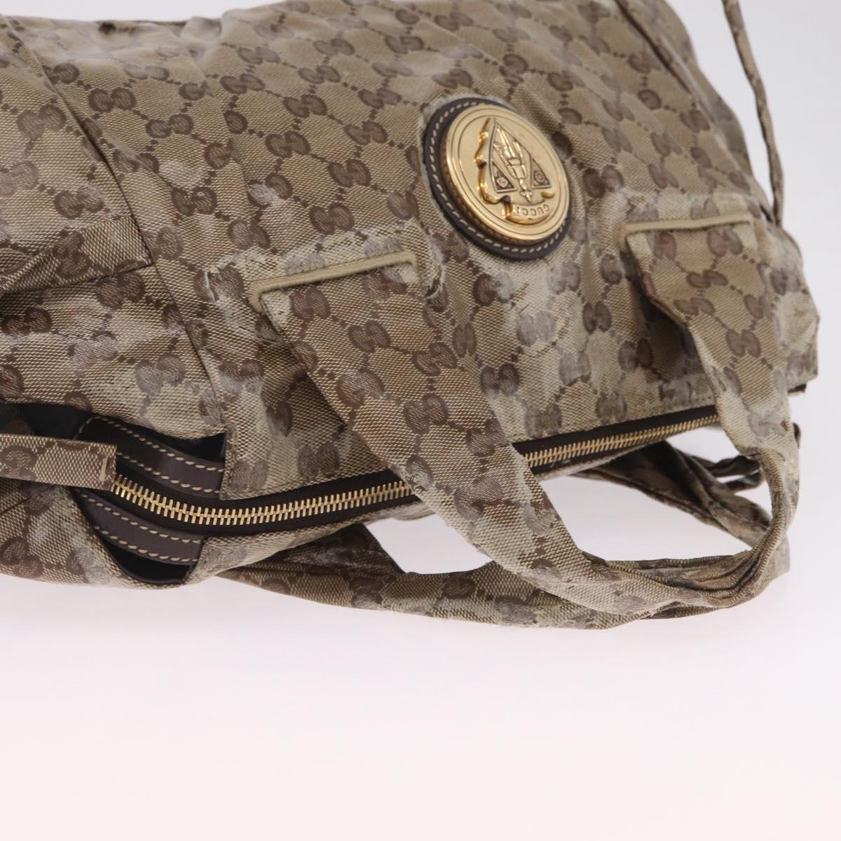 GUCCI GG Crystal Hand Bag Coated Canvas Beige Gold 197020 Auth 198032