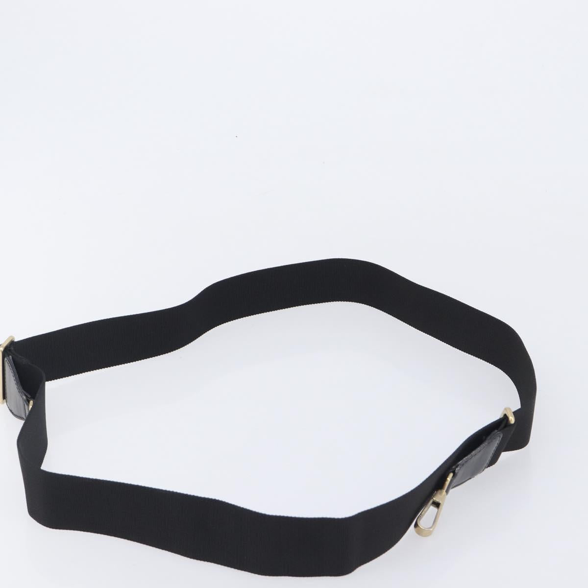 CHANEL Adjustable Shoulder Strap Canvas 30.7""-52"" Black Gold CC Auth 198046
