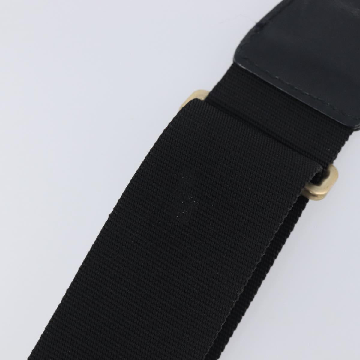 CHANEL Adjustable Shoulder Strap Canvas 30.7""-52"" Black Gold CC Auth 198046