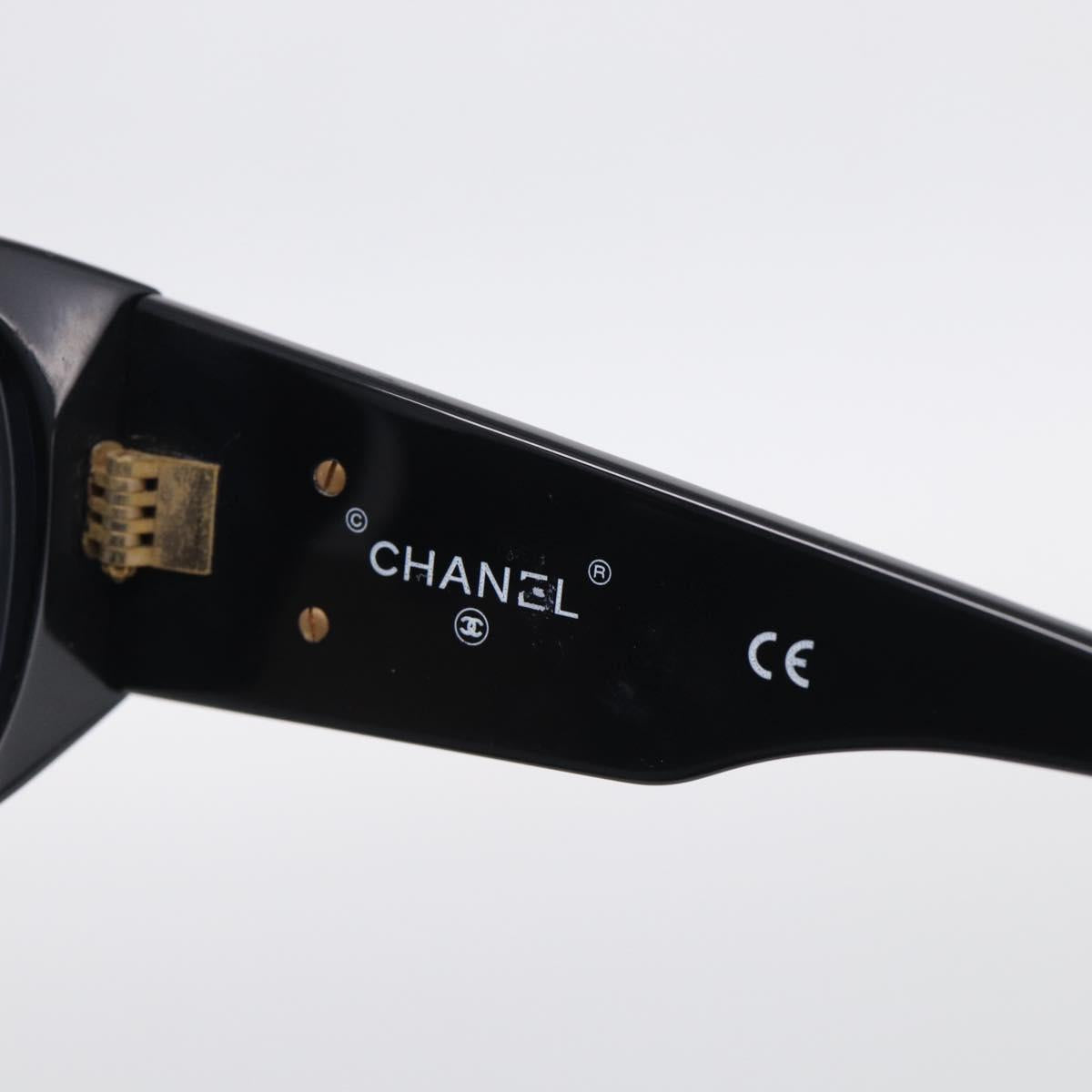 CHANEL Sunglasses Plastic Black Gold CC Auth 198047M