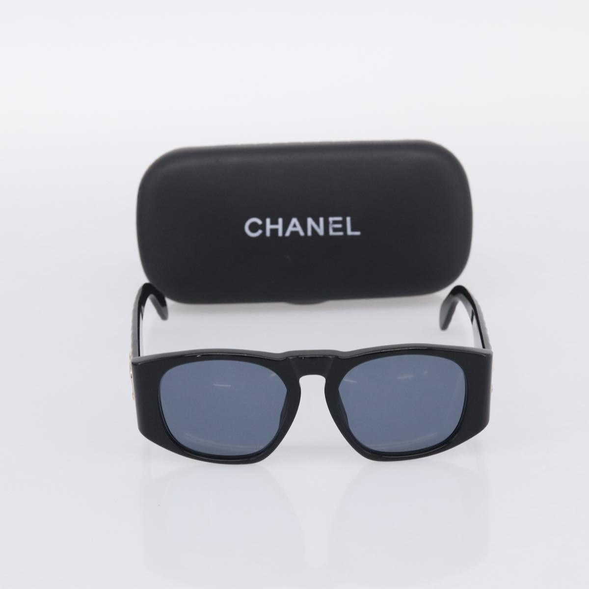 CHANEL Sunglasses Plastic Black Gold CC Auth 198047M