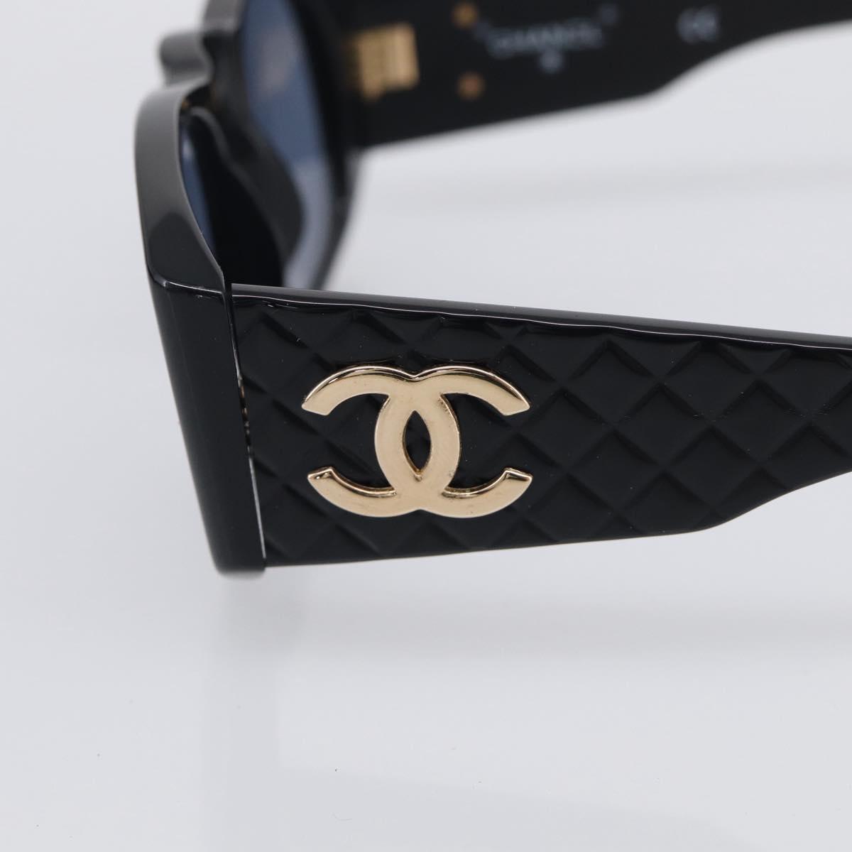 CHANEL Sunglasses Plastic Black Gold CC Auth 198047M