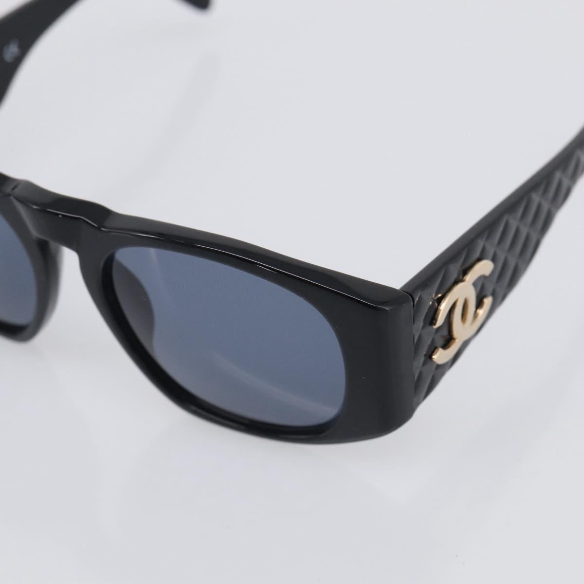 CHANEL Sunglasses Plastic Black Gold CC Auth 198047M