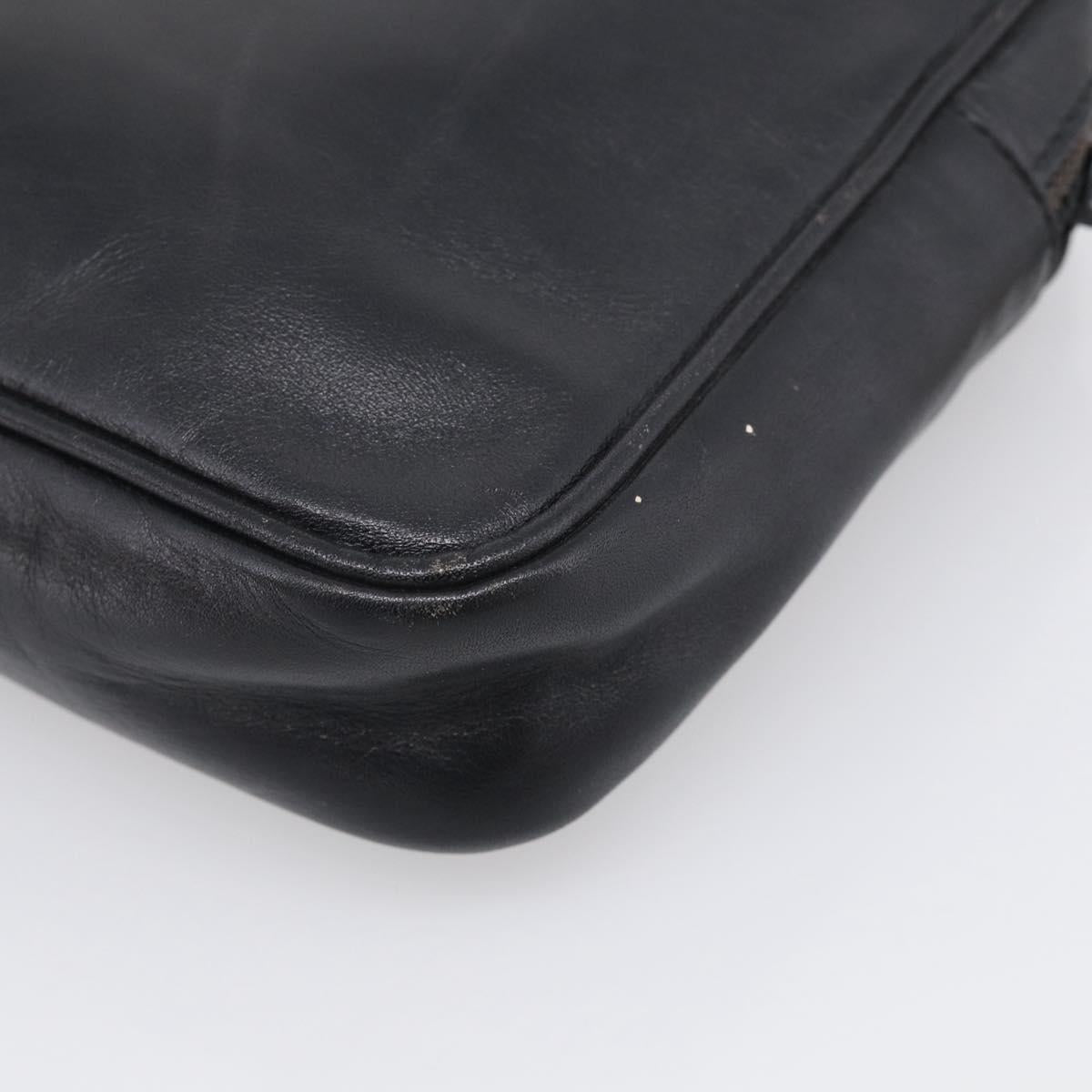 LOEWE Clutch Bag Leather Black Gold Auth 198053